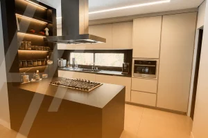 cozinha planejada com eletrodomésticos embutidos